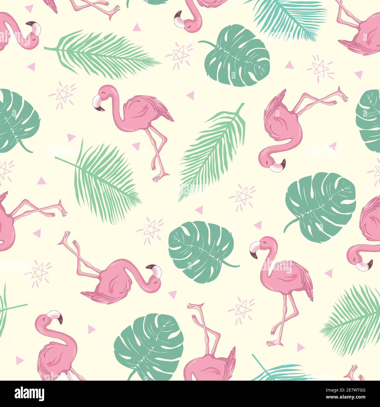 Seamless pattern with pink flamingo. Vector illustration Stock Vector ...