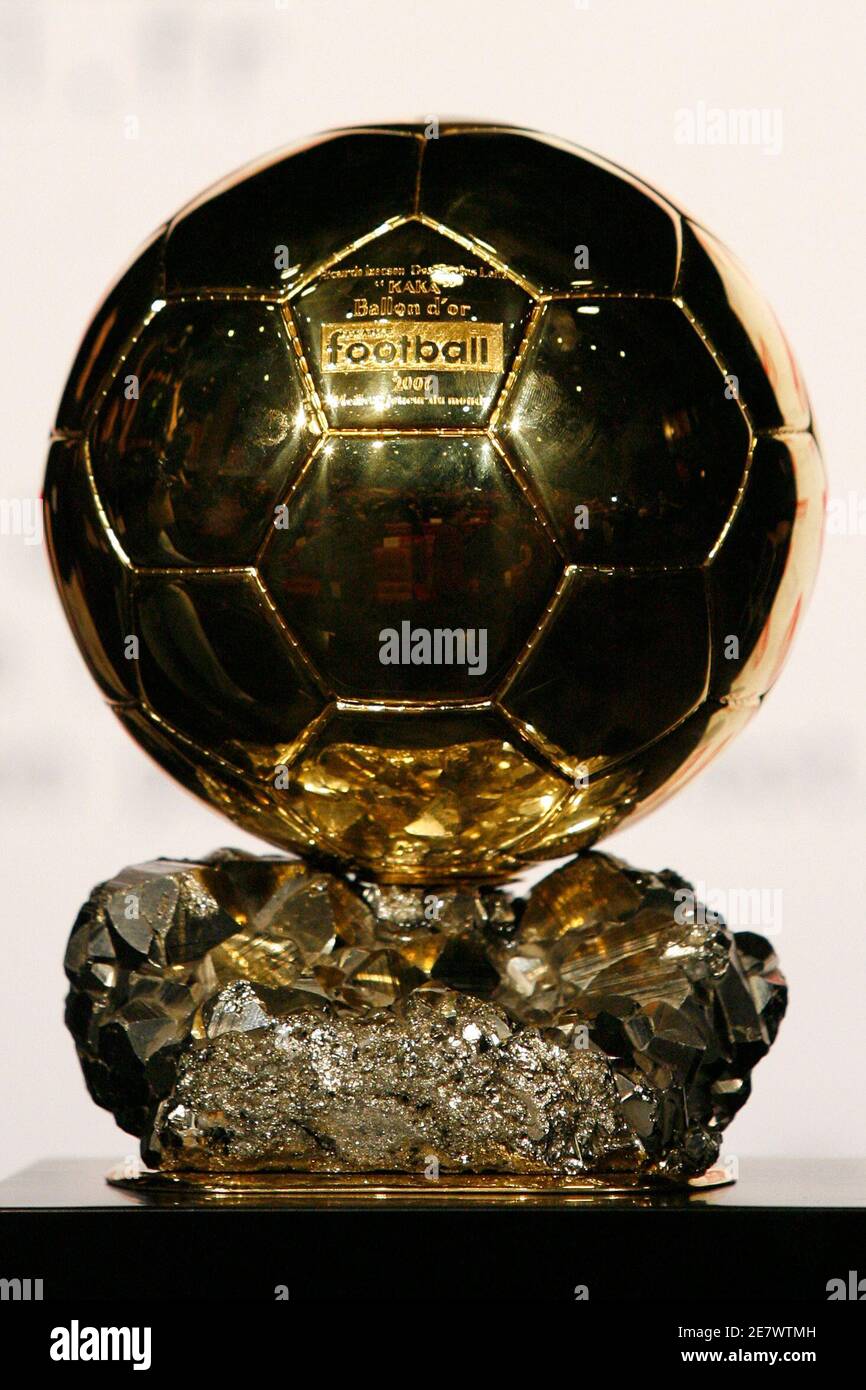 The 2007 Ballon d'Or trophy is seen in Paris December 2, 2007. AC Milan and  Brazil playmaker Kaka was awarded the 2007 Ballon d'Or by French magazine France  Football. Kaka is already