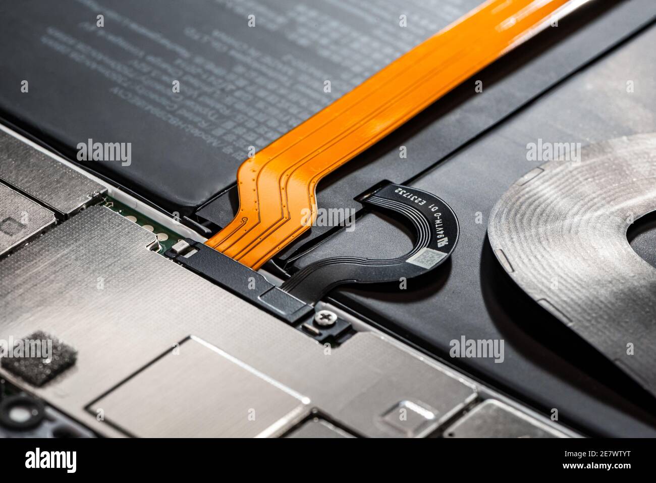 Dissasembled tablet electronic circuit board Stock Photo