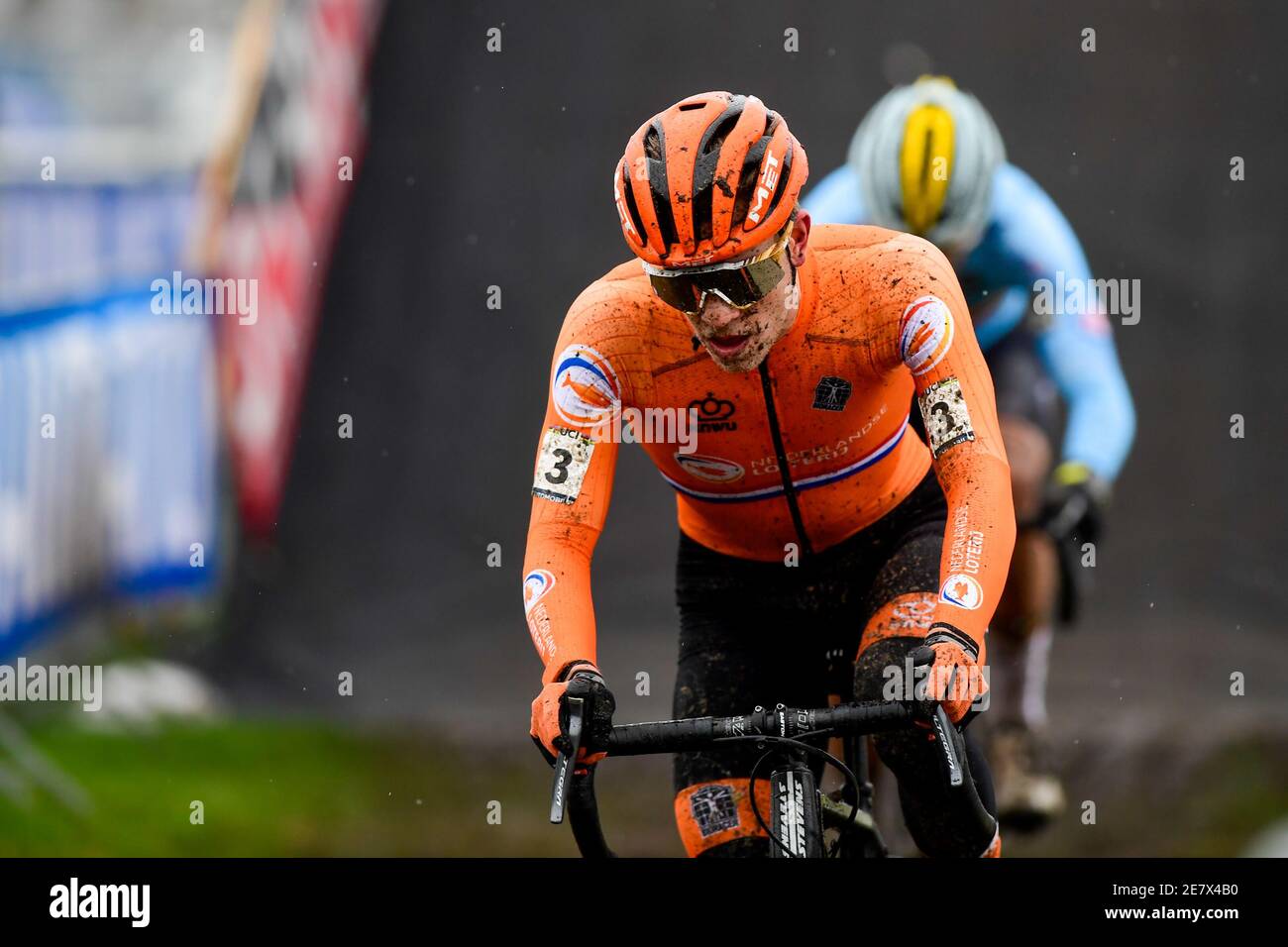 Oostende Belgium. 30th Jan 2021. OOSTENDE BELGIUM JANUARY 30 Mees Hendrikx of The Netherlands during the UCI Cyclo cross World Championships Men U23 on January 30 2021 in Oostende Belgium Photo
