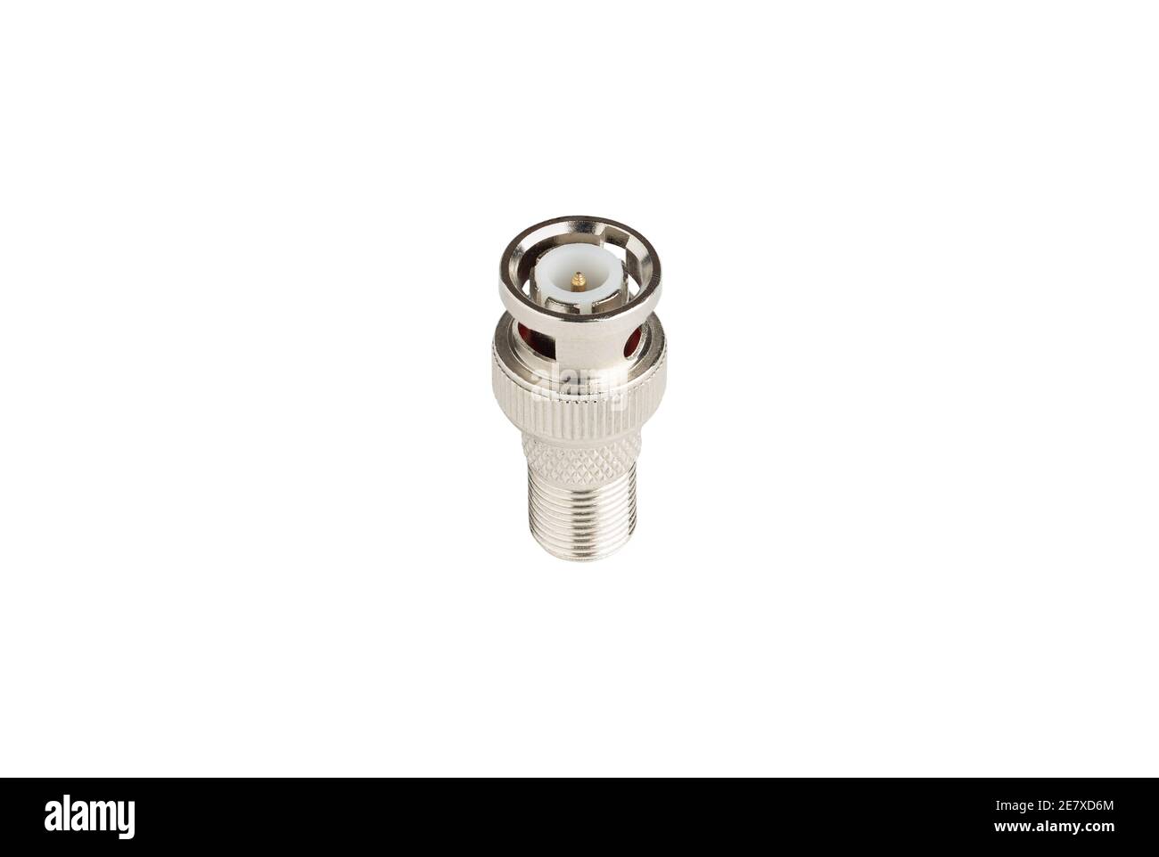 coaxial bnc cctv connector isolated on a white background Stock Photo