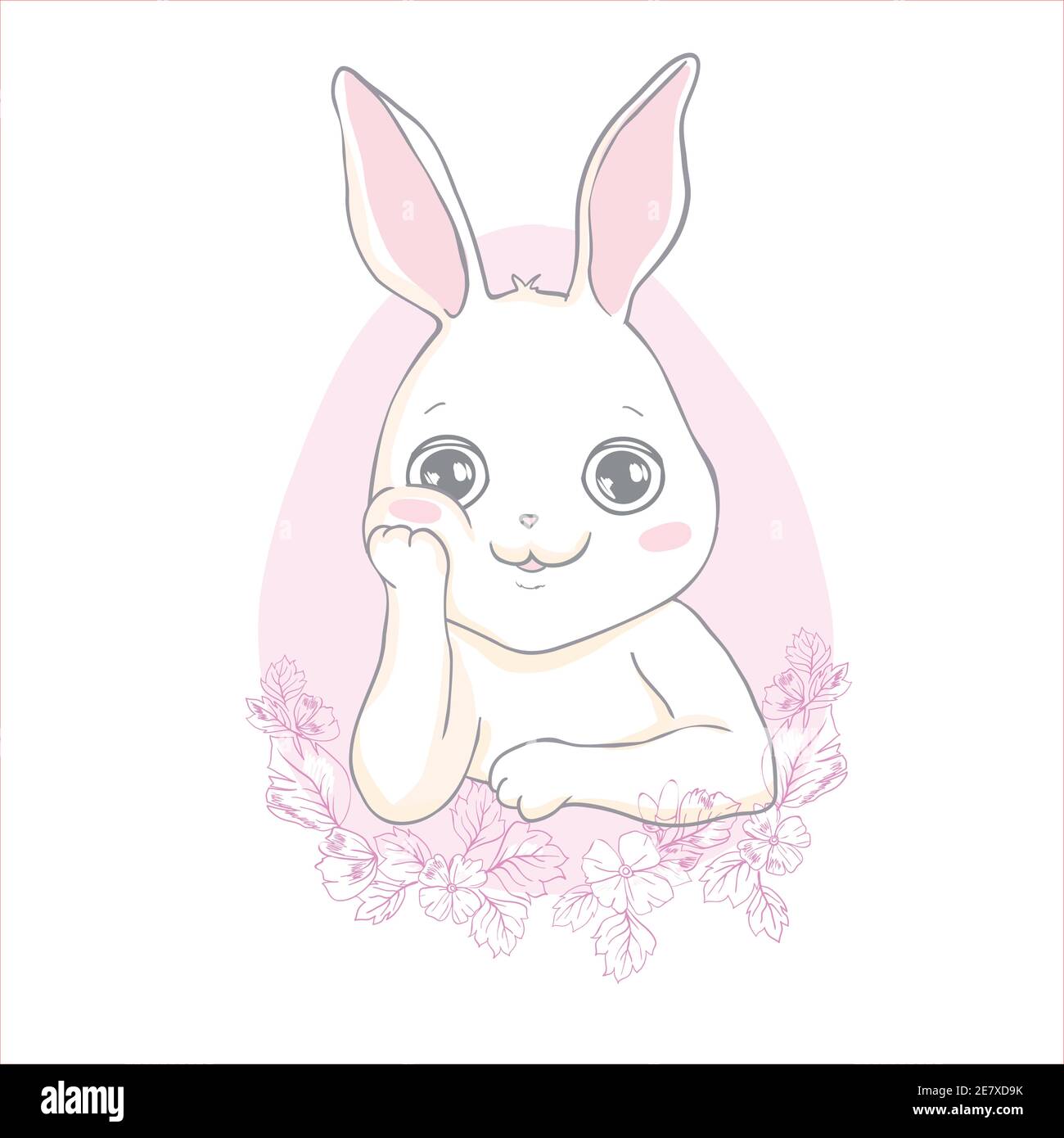 Cartoon little bunny holding Easter egg Stock Vector