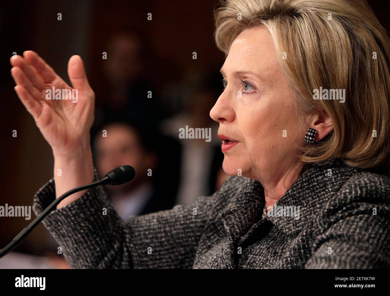 U.S. Secretary of State Hillary Clinton testifies before the Senate Foreign Relations Committee on Capitol Hill in Washington February 24, 2010. REUTERS/Yuri Gripas (UNITED STATES - Tags: POLITICS) Stock Photo