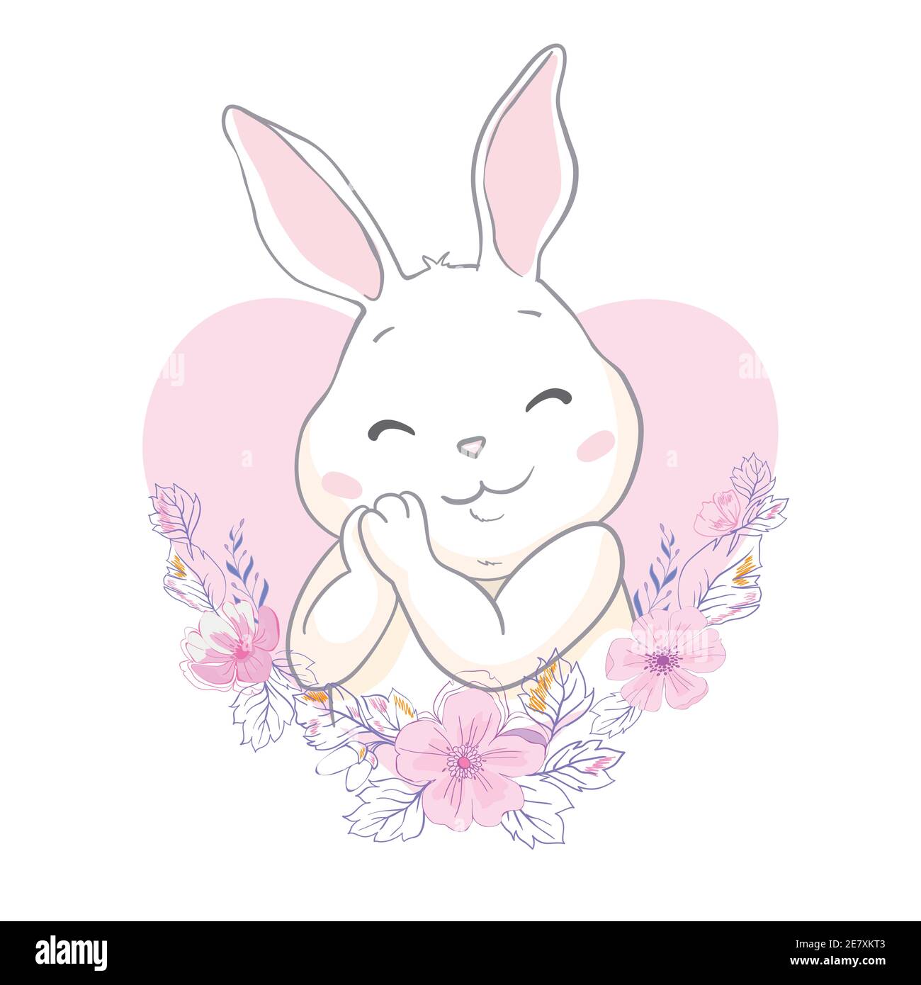 Cartoon little bunny holding Easter egg Stock Vector