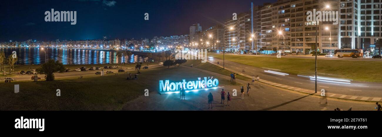 Montevideo, Pocitos night, seafront Stock Photo