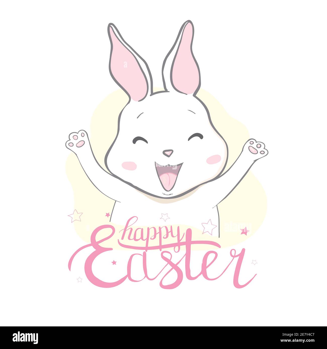 Cartoon little bunny holding Easter egg Stock Vector