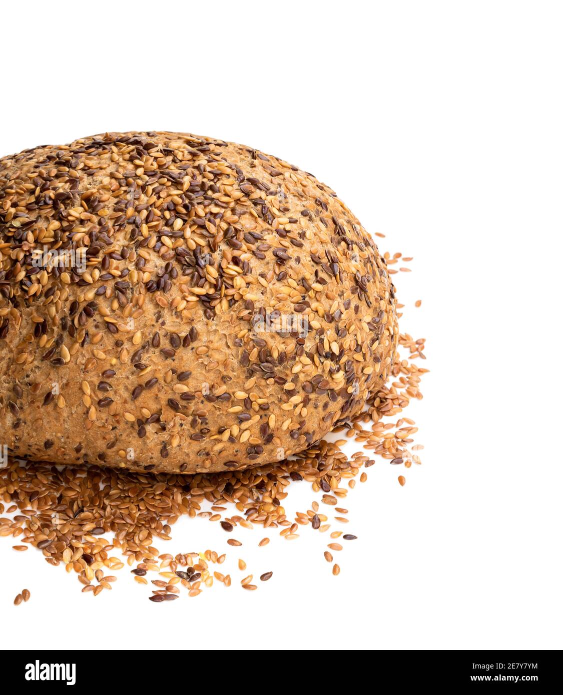 Gluten  free multi seed bread with linseed isolated on white Stock Photo