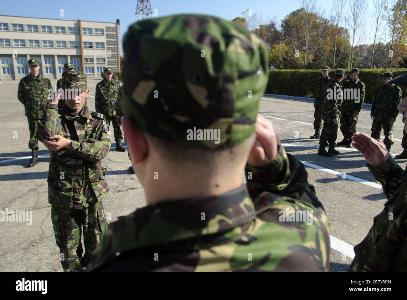 Newly Enrolled Romanian Soldiers Learn The Military Salute At The 1261 Mihai Viteazul Military Unit In Pitesti 100km West Of Bucharest October 27 2006 Romania Dropped Its Mandatory Military Service In October