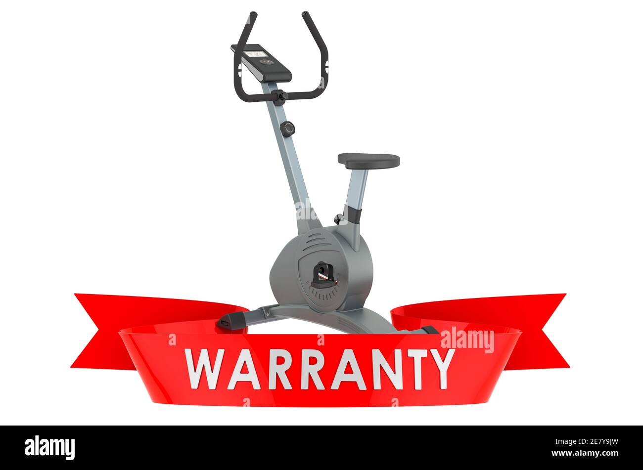 Exercise bike warranty concept. 3D rendering isolated on white
