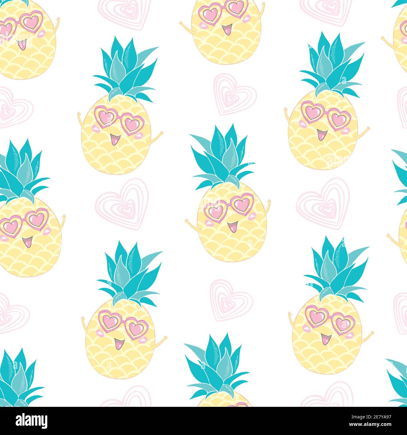 seamless pineapple, vector, illustration, pattern Stock Vector