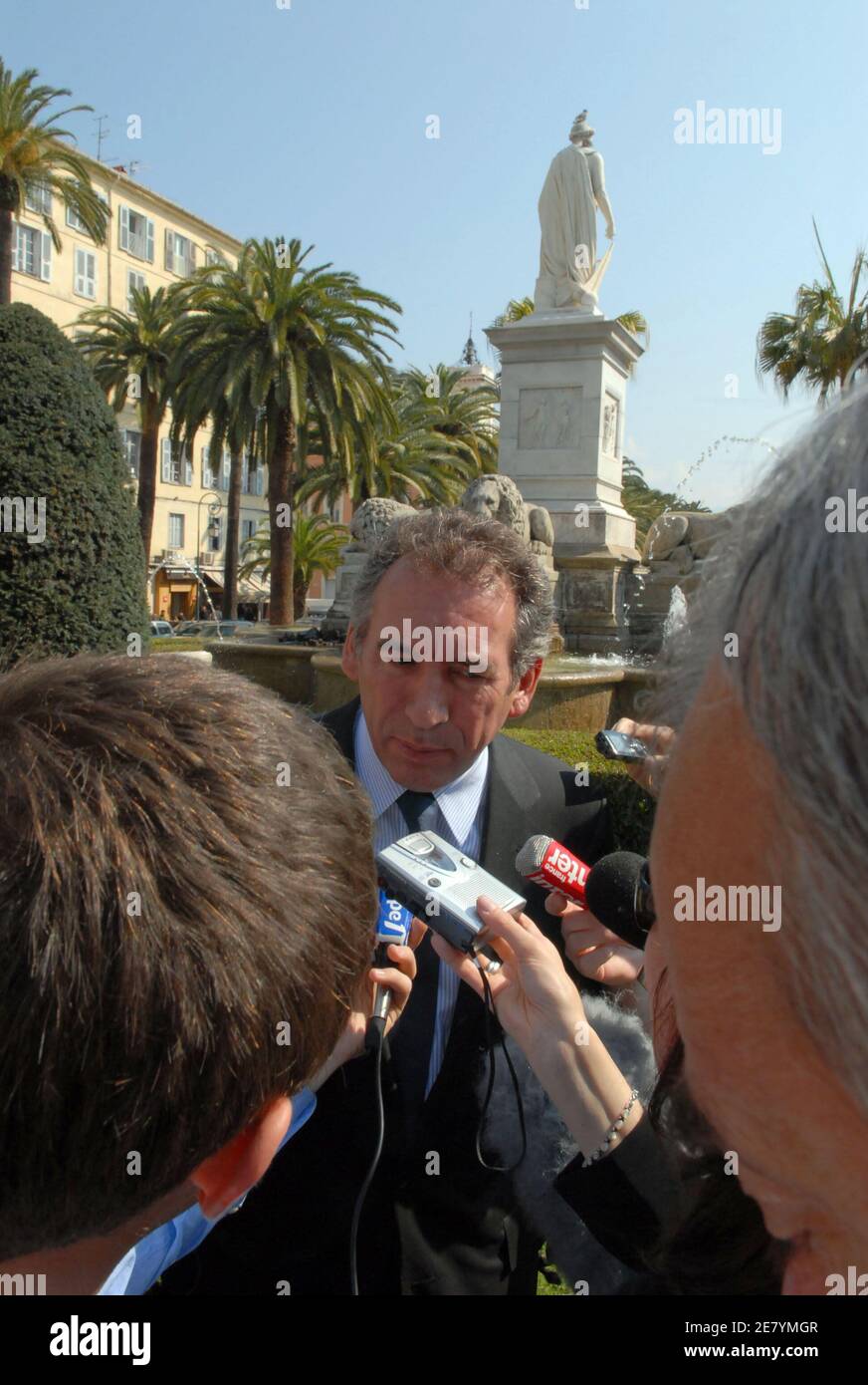 UDF presidential candidate Francois Bayrou campaigns in Ajaccio, Corsica, France on April 7, 2007. Photo by Eric Beber/ABACAPRESS.COM Stock Photo