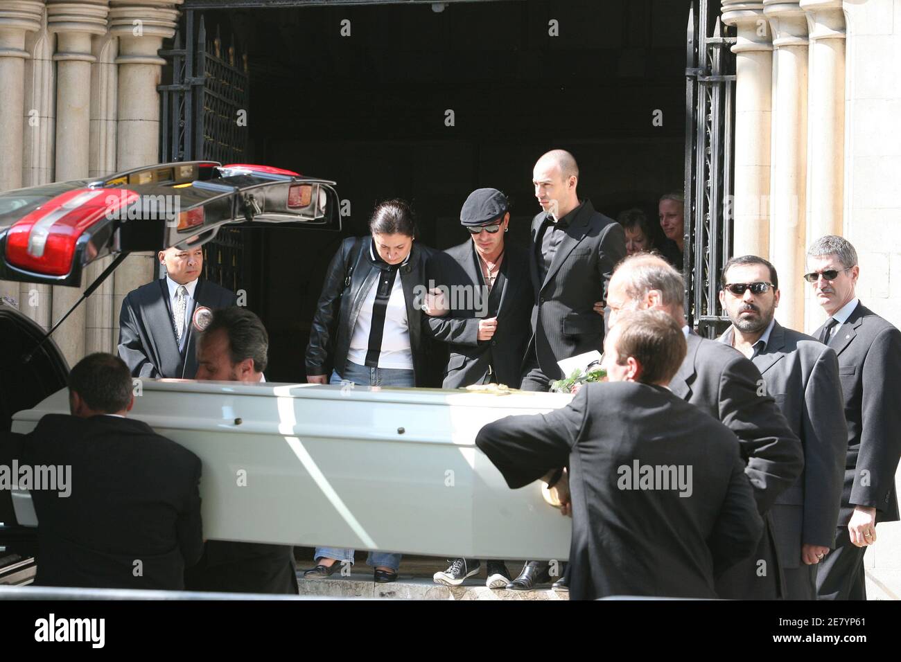 Designer John Galliano attends the funeral ceremony of Steven Robinson