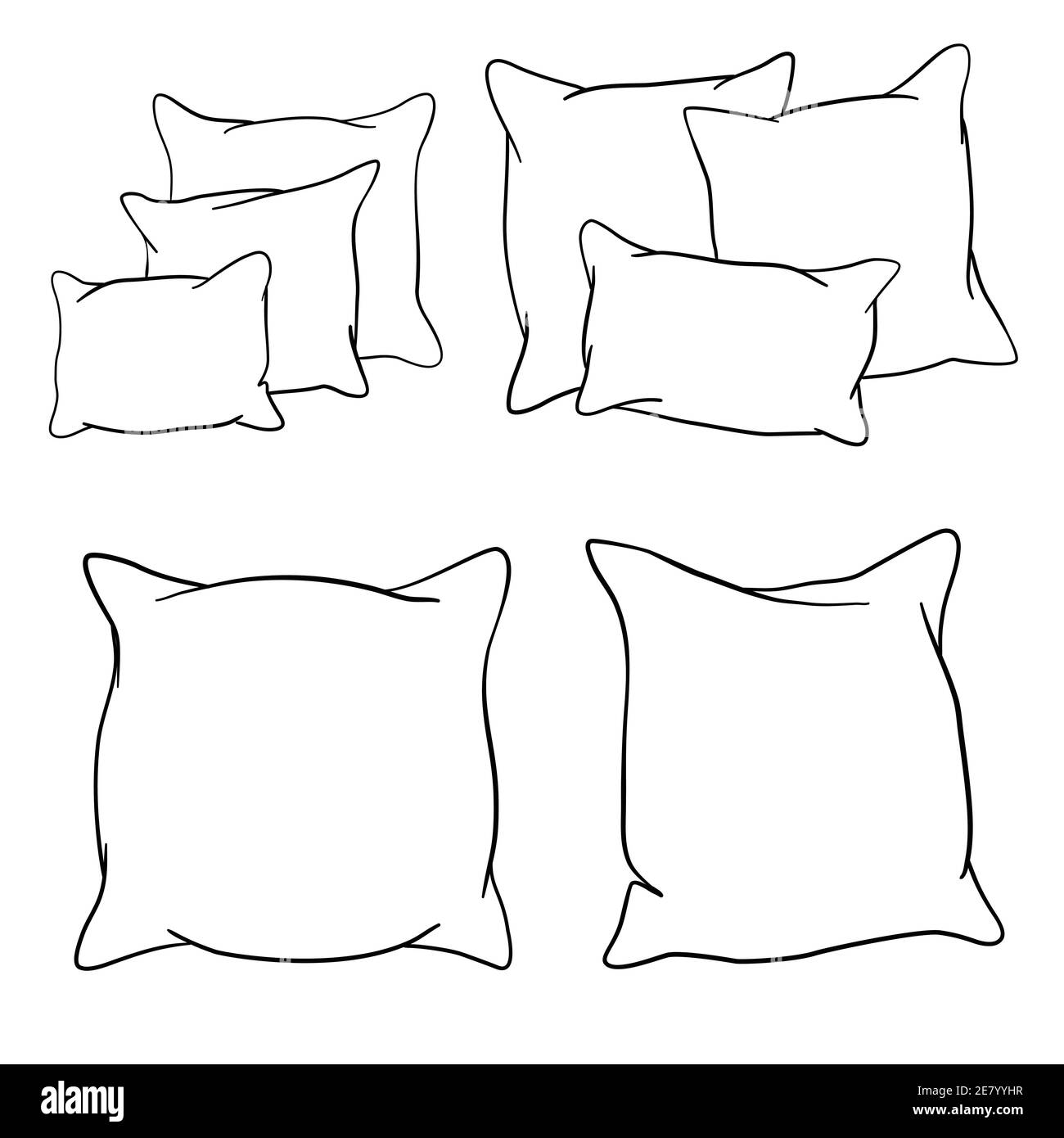 sketch vector illustration of pillow, art, isolated, white, bed Stock Vector