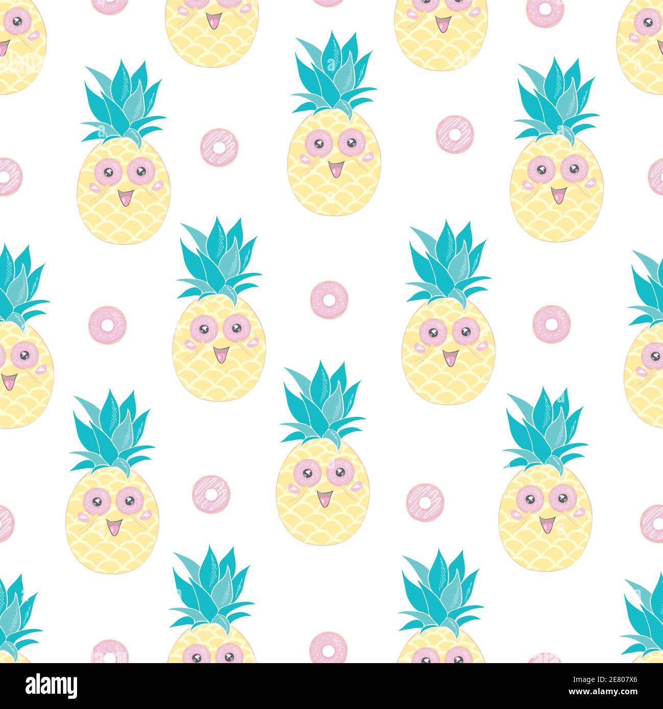 Vector Seamless Pattern with Pineapples, fruit, summer, texture, print, yellow food design decoration fabric Stock Vector