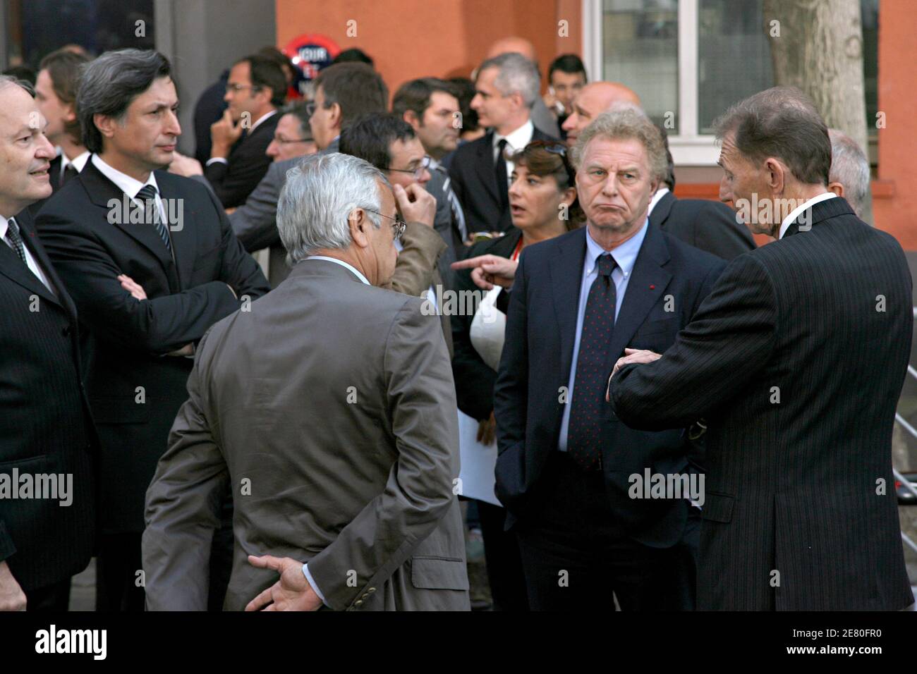French TV channels presidents waiting for the arrival of French Presidential candidate UMP right-wing Nicolas Sarkozy with Socialist Segolene Royal for a two-hour face-to-face debate on the SFP tv set in Boulogne-Billancourt, west of Paris, on May 2nd, 2007. Photo by Orban-Taamallah/ABACAPRESS.COM Stock Photo