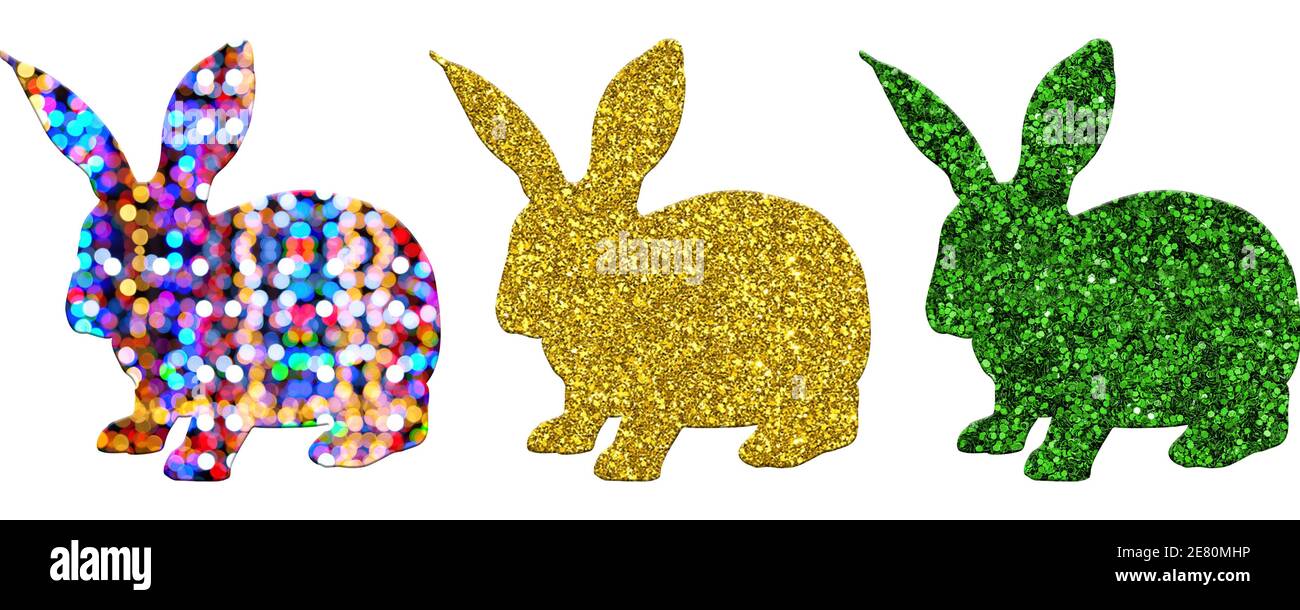 3 Colorful Rabbit Illustration of three rabbits composed of colorful vibrant textures ...