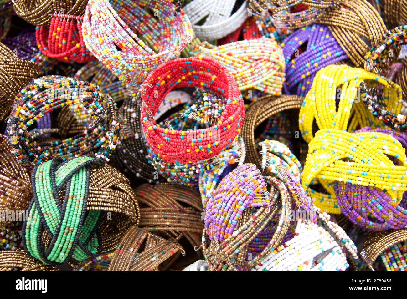 Street market - Souvenirs, Bracelets Stock Photo