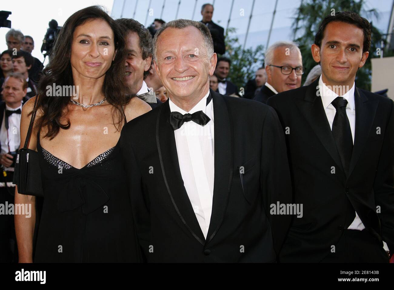Michel Aulas with Wife and Son arrives at the Palais des Festivals for the  screening of the film 'Zodiac' directed by David Fincher presented in  competition at the 60th International Film Festival