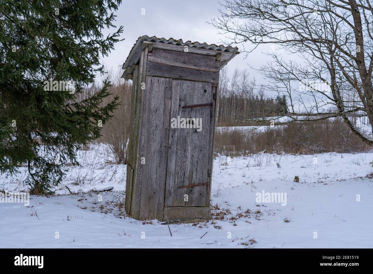 Old abandoned wooden outdoor toilet in the countryside Stock Photo Alamy