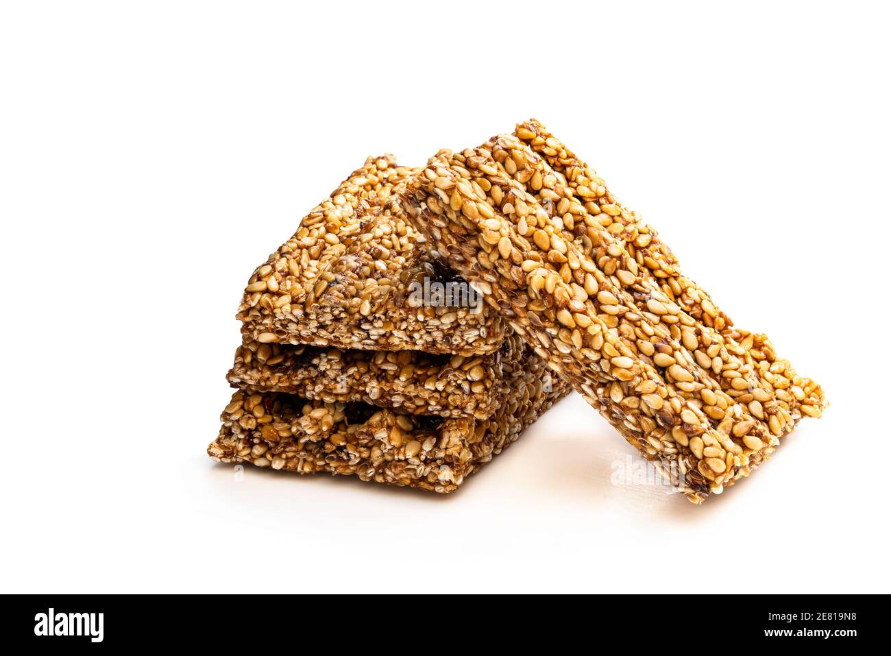 Sesame seed honey bars isolated on white background Stock Photo Alamy