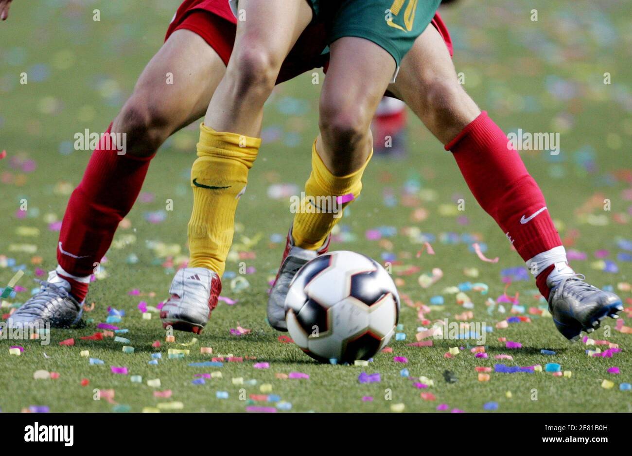 Soccer players from Australia and Turkey fight for the Adidas Pelias 2 ball  with micro-chip made by German Cairos Technologies during a game of the  FIFA Under-17 World championship at National Satium