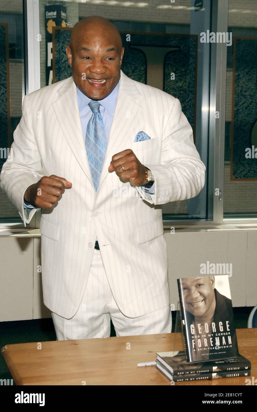 George Foreman signs 'God In My Corner: The Lessons I've Learned In and Out of The Ring' at the Citicorp Plaza Barnes and Noble Bookstore on Monday, May 21, 2007 in New York City, NY, USA. Photo by Donna Ward/ABACAPRESS.COM Stock Photo
