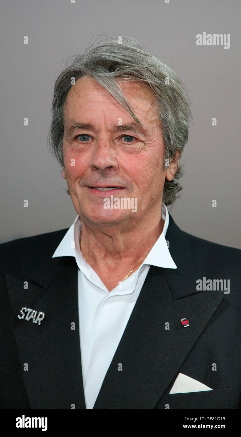 French movie legend Alain Delon appears on Canal + TV Show 'Le Grand Journal' during the 60th International Film Festival in Cannes, France on May 21, 2007. The daily show is broadcasted live from the beach of the Hotel Martinez. Photo by Denis Guignebourg/ABACAPRESS.COM Stock Photo