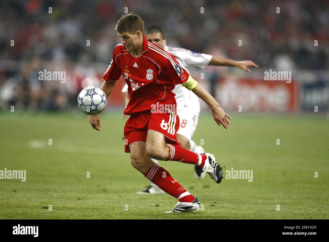 Liverpool's Steven Gerrard in action during the UEFA Champions League Final, AC Milan v Liverpool at Olympic Stadium, in Athens, Greece, on May 23, 2007. AC Milan won 2-1. Photo by Christian Liewig/ABACAPRESS.COM Stock Photo