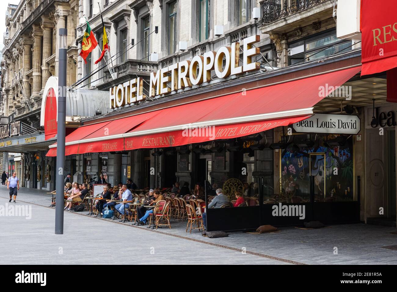 Restaurant at the Hotel Metropole on De Brouckère Square in Brussels, Belgium Stock Photo