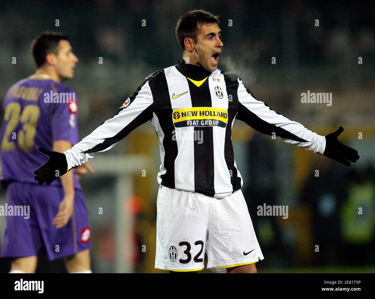 Juventus's Marco Marchionni reacts during their Italian Serie A soccer match against Fiorentina at the Olympic stadium in Turin January 24, 2009. REUTERS/Alessandro Garofalo   (ITALY) Stock Photo