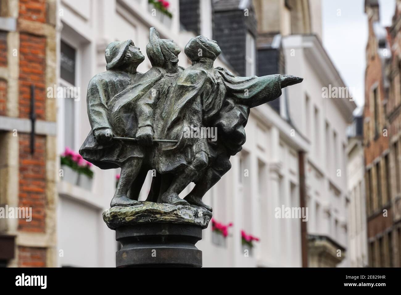 Abreuvoir des Aveugles drinking fountain sculpture by Jos De Decker in Brussels, Belgium Stock Photo