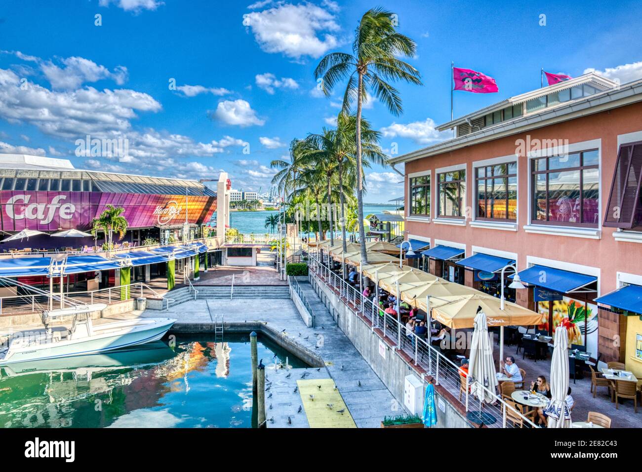 The Bayfront Marketplace Marina located on Biscayne Bay in Miami, Florida. Stock Photo