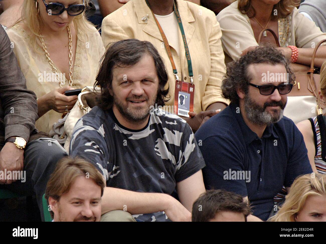 Emir Kusturica and friend attend the woman semi-finale of Roland Garros in Paris, France on June 07,2007. Photo by ABACAPRESS.COM Stock Photo