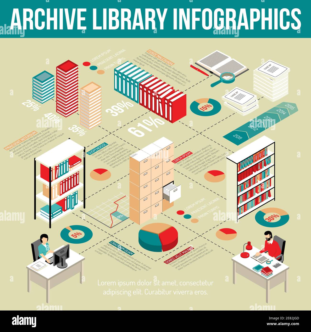 Scientific and public library archive organization infographic