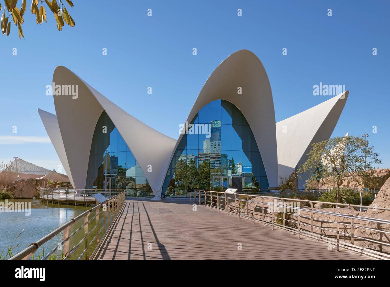 Underwater restaurant with aquatic landscaping in the oceanographic of the city of Valencia, Spain Stock Photo