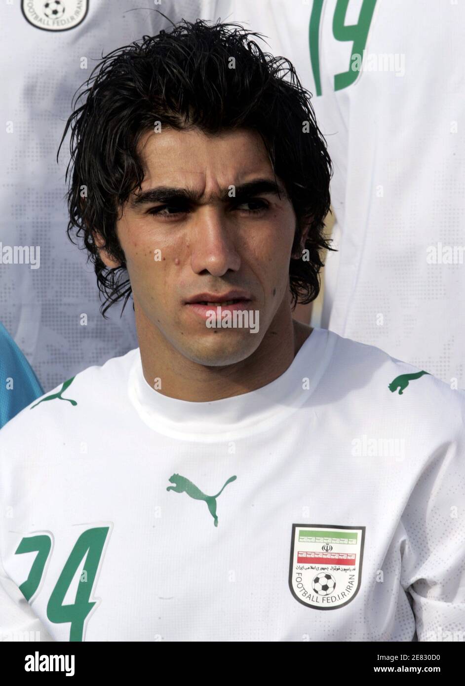 Mani Madanchi of Iran attends a soccer practice session at the Azadi sport complex in Tehran, Iran May 23, 2006. Stock Photo
