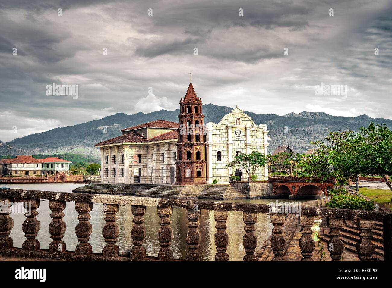 Beautifully reconstructed Filipino heritage and cultural houses that form part of Las Casas FIlipinas de Acuzar resort at Bagac, Bataan, Philippines. Stock Photo