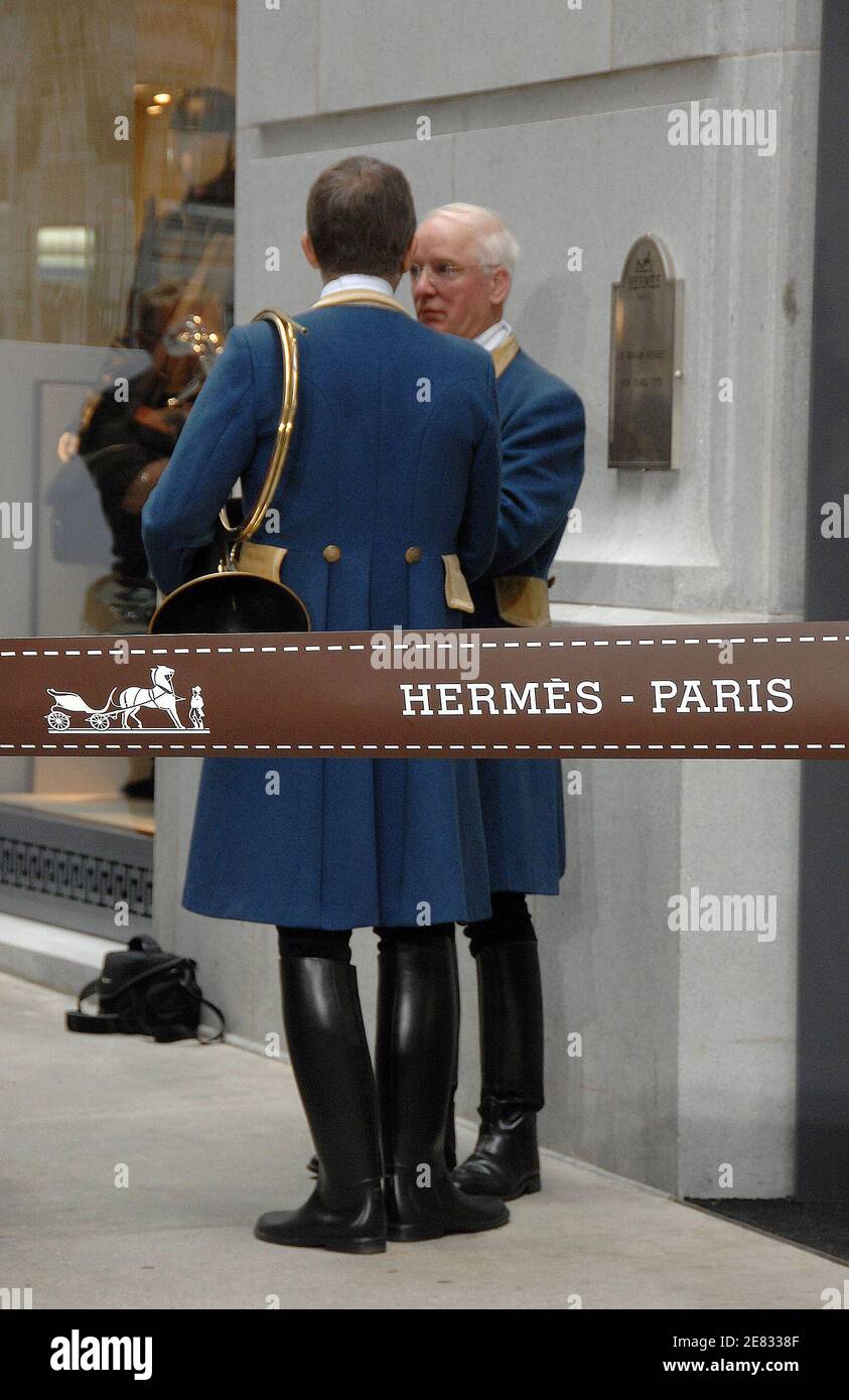 Exterior view during the Grand Opening of the Hermes Wall Street Store