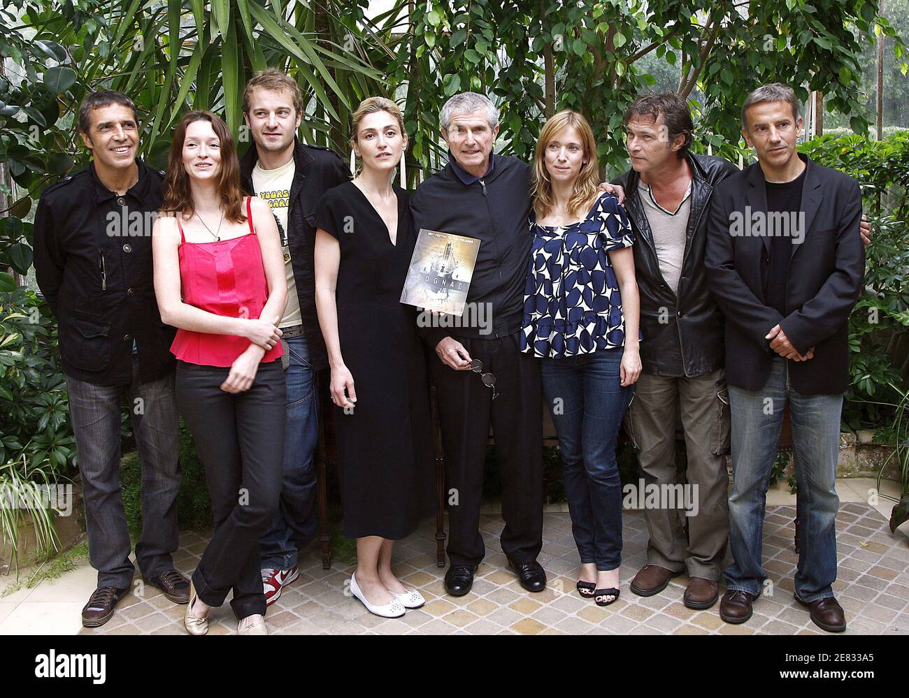 Jury of the festival's members (L-R) Julien Clerc, Audrey Marnay, Jocelyn Quivrin, Julie Gayet, Claude Lelouch, Lea Drucker, Bruno Wolkowitch, Jean-Pierre Lorit pose during the 3rd day of the '25th Festival du Film Policier' (Mystery Film) held in Cognac, South-West of France on June 23, 2007. Photo by Patrick Bernard/ABACAPRESS.COM Stock Photo