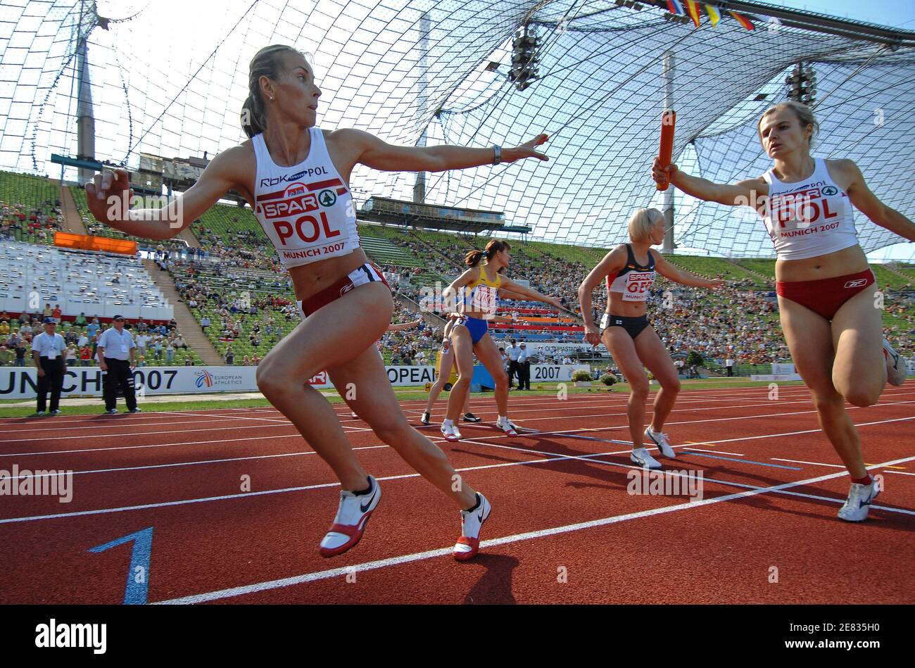 Polish team competes on women's 4x400 meters relay during the Spar