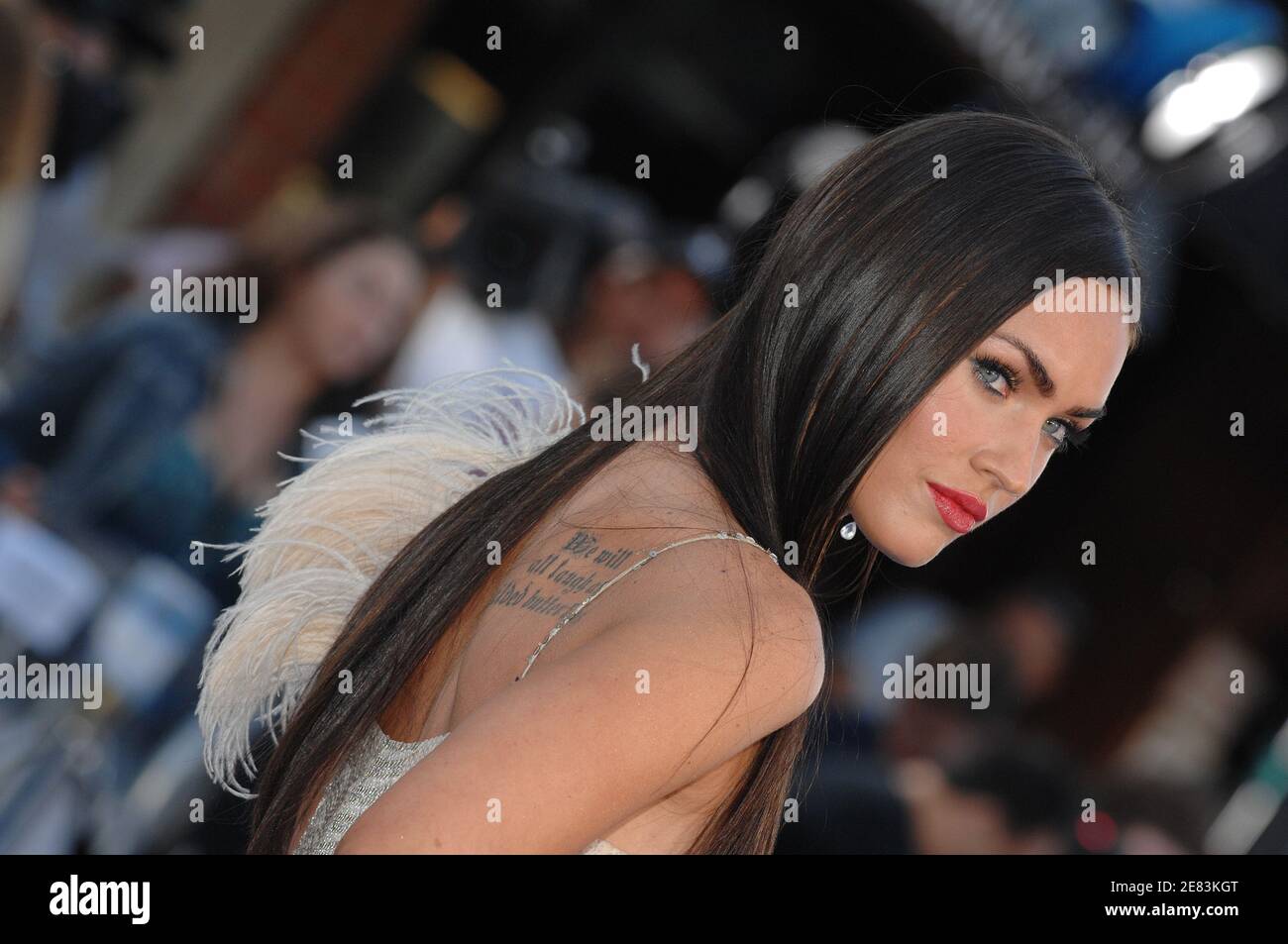 Megan Fox attends the premiere of Paramount Pictures "Transformers" at the Mann Village Theatre in Westwood, Los Angeles, June 27, 2007. (Pictured: Megan Fox). Photo by Lionel Hahn/ABACAPRESS.COM Stock Photo