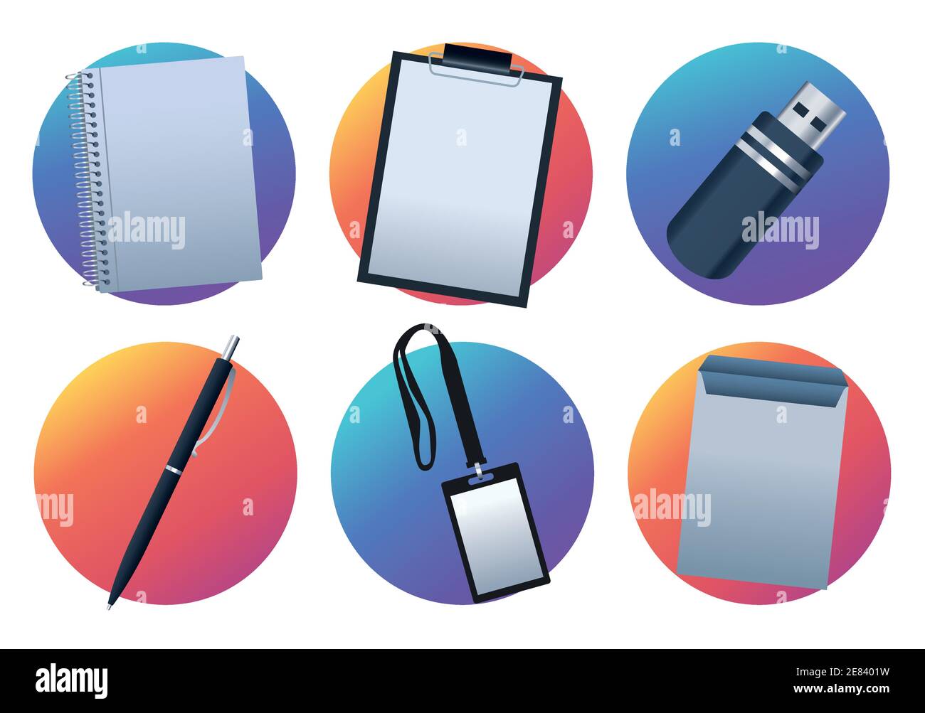 bundle of six mockup branding elements icons vector illustration design ...