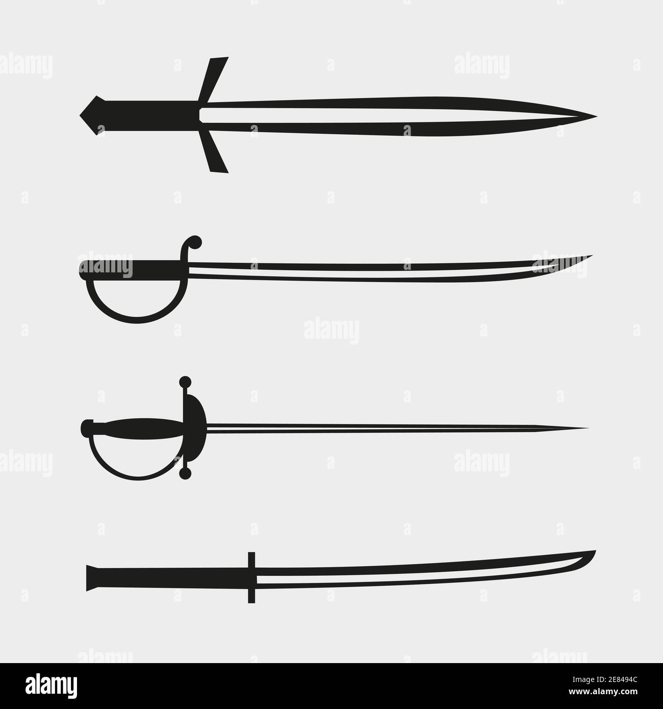 bladed weapons set Stock Vector