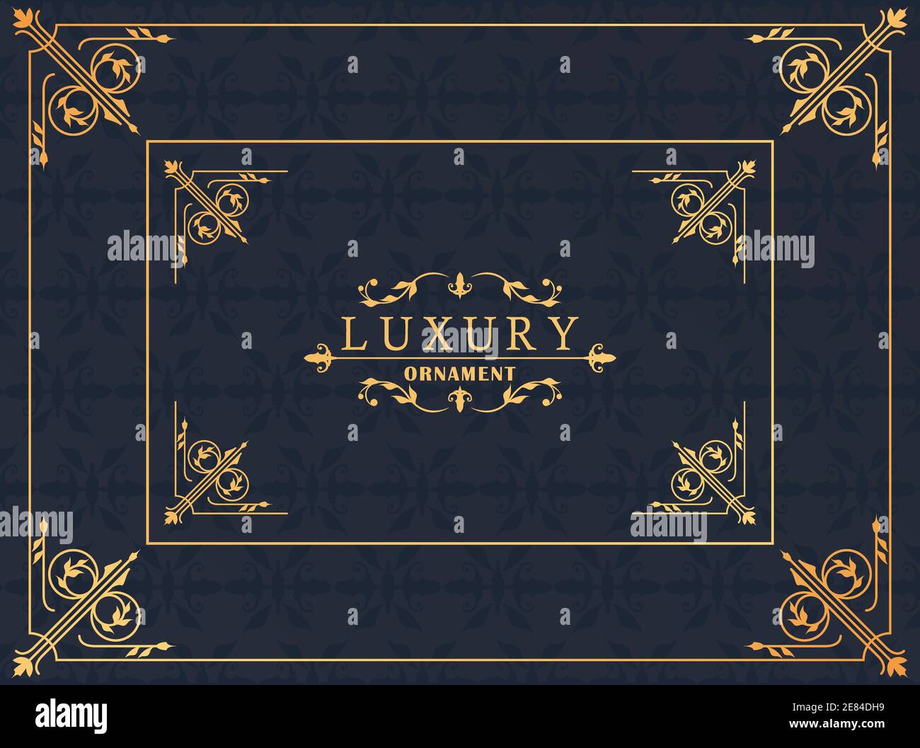 luxury golden frame victorian style in black background vector ...