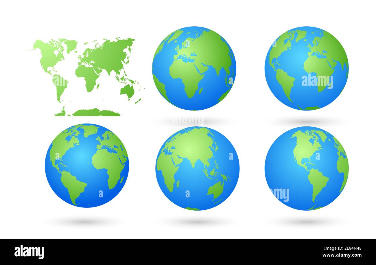 Vector World Map with Globes Set Stock Vector Image & Art - Alamy