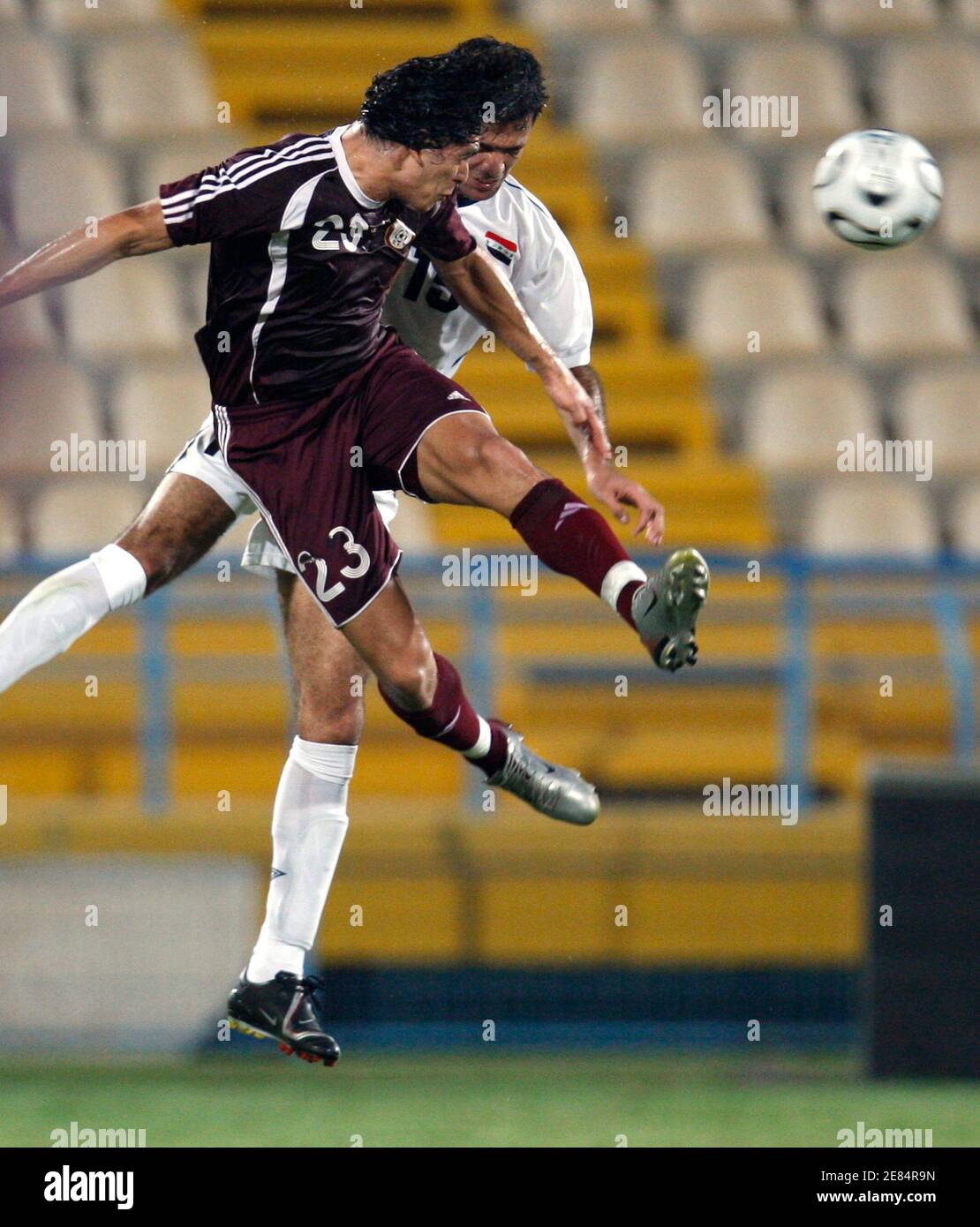 Qatar S Sebastian Soria L Fights For The Ball With Haider Abdul Hamid Of Iraq During Their Friendly Soccer Match In Doha October 16 07 Reuters Fadi Al Assaad Qatar Stock Photo Alamy Qatar S Sebastian Soria L Fights For The Ball With Haider Abdul Hamid Of Iraq During Their Friendly Soccer Match In Doha October 16 07 Reuters Fadi Al Assaad Qatar Stock Photo Alamy