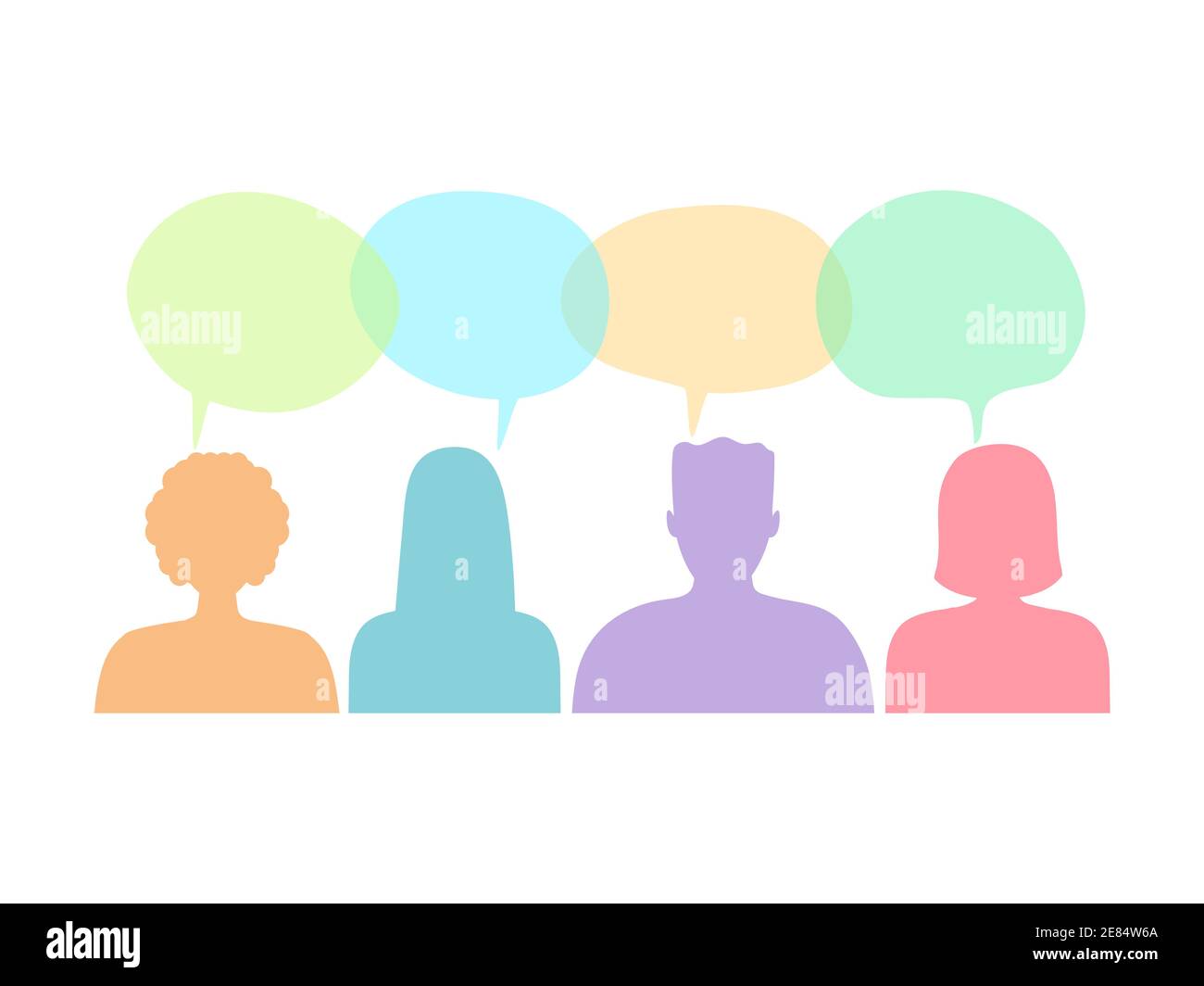 People with speech bubbles set silhouettes icons. Men and women body outline  with colorful speech bubble vector illustration isolated on white Stock  Vector Image \u0026 Art - Alamy, image size:1300x1064