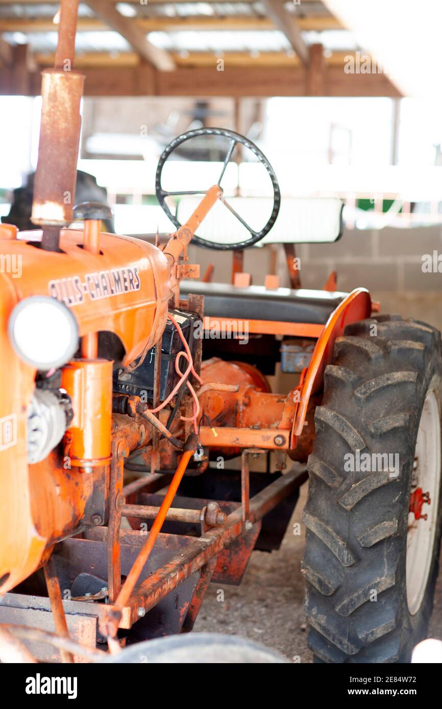 An old Allis Chalmers B tractor, on a farm, near Uriah, Alabama. Allis