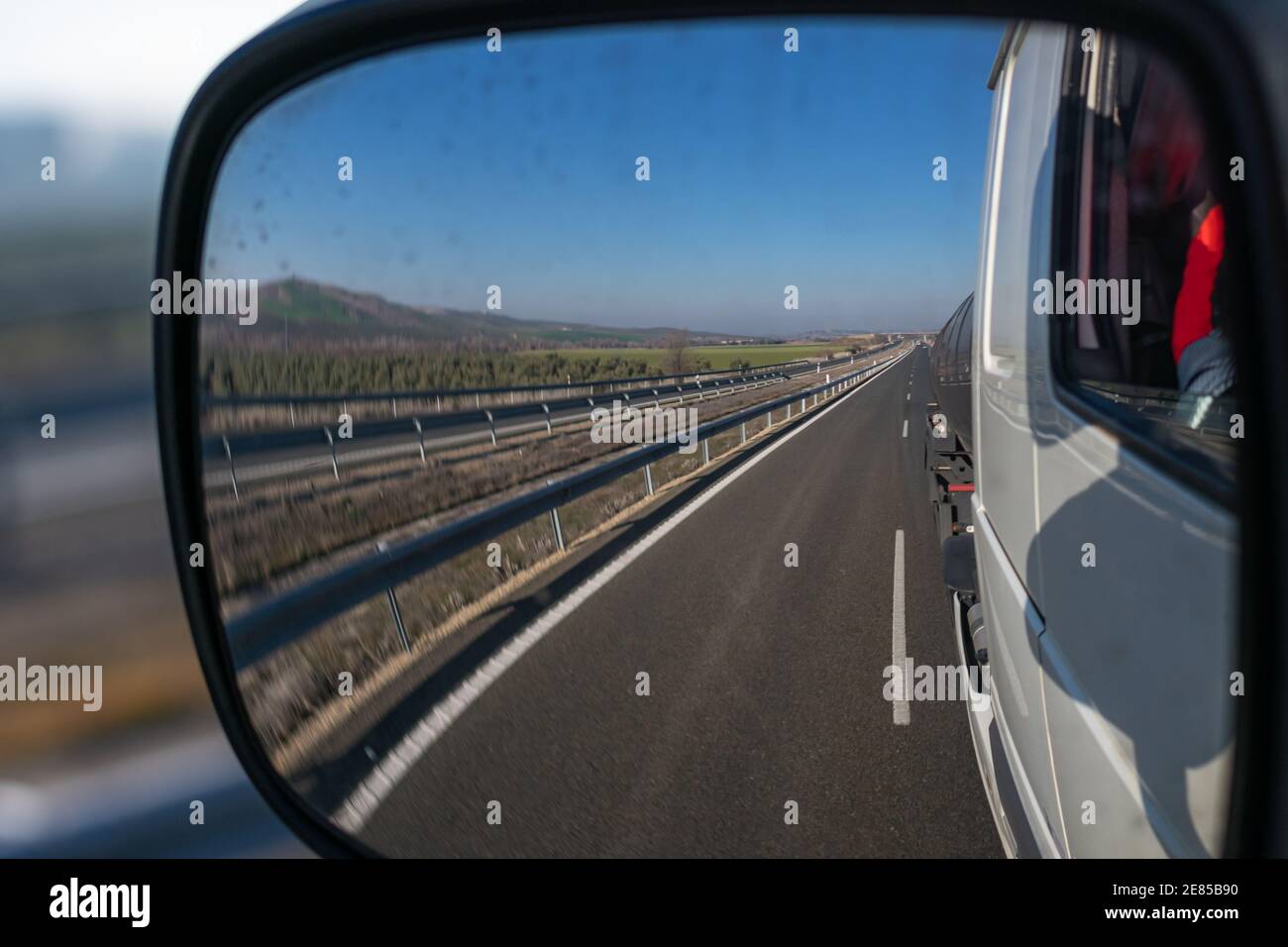 Angular rear view mirror of a truck with its panoramic vision of ...