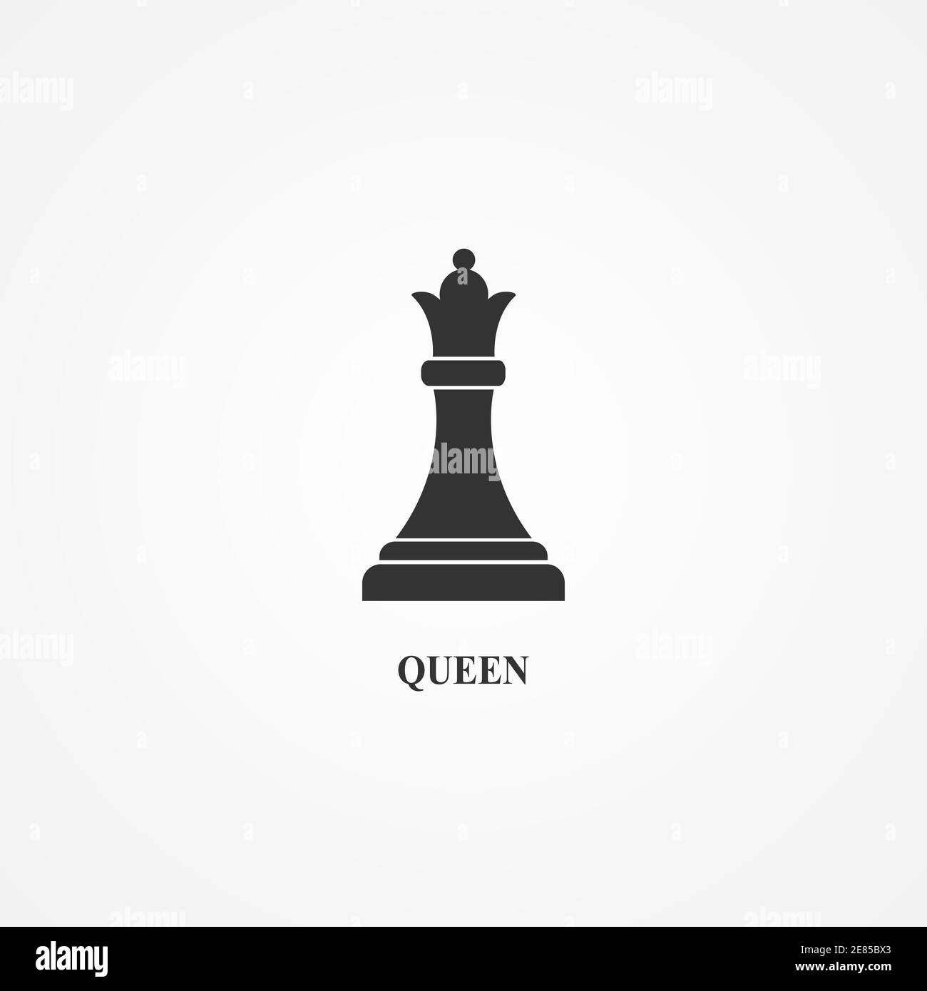 Chess piece icon. Smart board game elements. Chess queen black and white silhouettes vector illustration isolated on white. Stock Vector